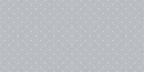 Abstract minimal geometric seamless pattern in oriental style. Subtle vector background. Simple graphic ornament in light gray color. Elegant minimalist texture with small floral shapes, diamond grid