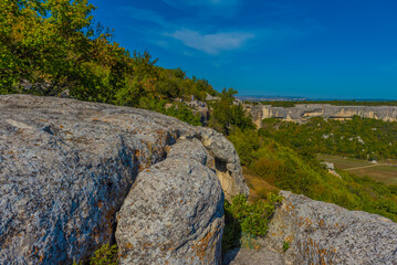 Fototapeta na wymiar Eski-Kermen is a medieval fortress-city located in Crimean peninsula