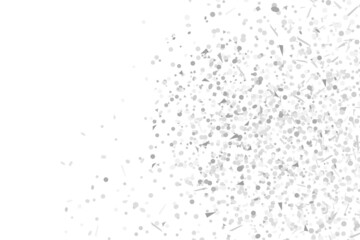 Confetti on isolated white background. Geometric holiday texture with glitters. Image for banners, posters and flyers. Greeting cards. Black and white illustration