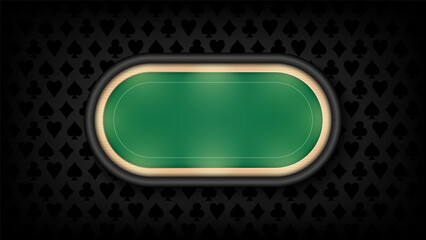 Poker table green cloth on dark background, vector illustration