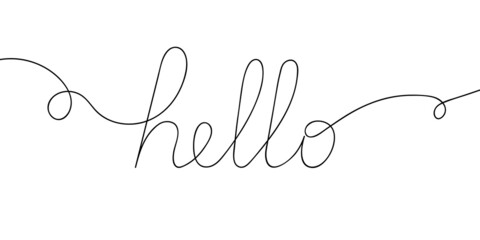 Black one line on white background. text hello © lens7 