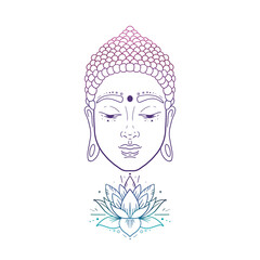 the figure of Buddha, head of Buddha, Lotus, art. Buddhism