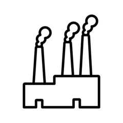 Factory icon. Black contour linear silhouette. Front view. Vector simple flat graphic illustration. Isolated object on a white background. Isolate.