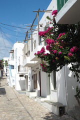 Picturesque main village of Skiros island with view to Aegean sea, Sporades islands, Greece