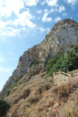 Picturesque main village of Skiros island with view to Aegean sea, Sporades islands, Greece