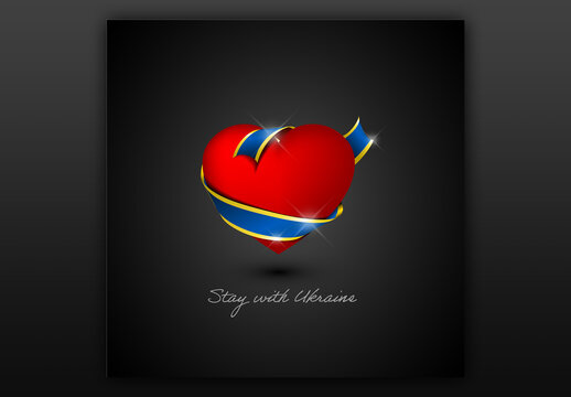 Stay with Ukraine Conceptual Illustration Symbol Layout with Heart