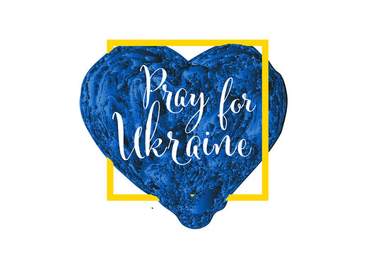 Pray for Ukraine Conceptual Illustration Symbol Layout with Heart