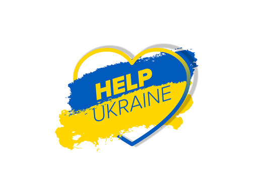 Help Ukraine Conceptual Illustration Badge Layout with Heart