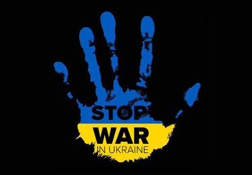 Stop War in Ukraine Ukraine Conceptual Poster Layout with Hand