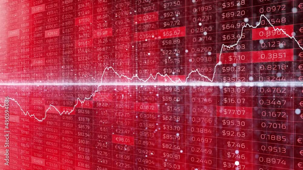 Poster red coloured negative business stock data animation.