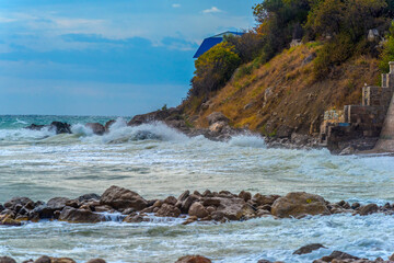 waves along the coast during a storm