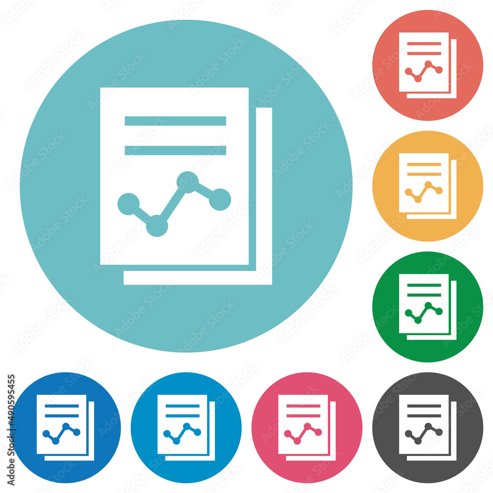 Poster report with graph solid flat round icons