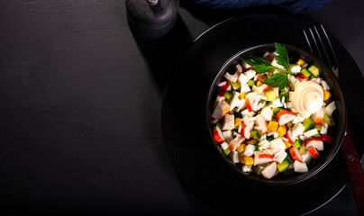 salad with crab sticks and egg