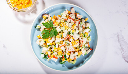 salad with crab sticks and egg