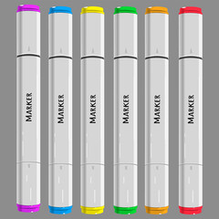 Colorful marker set vector illustration.