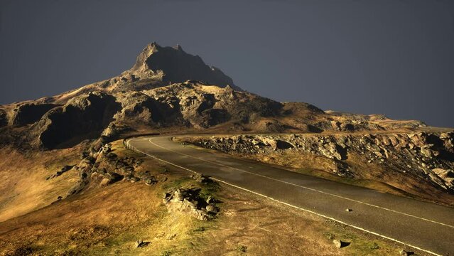 Country road through the beautiful mountain landscape