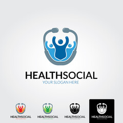 Minimal health social logo template - vector