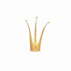 Golden crown in cartoon style on a white background. Stock illustration.