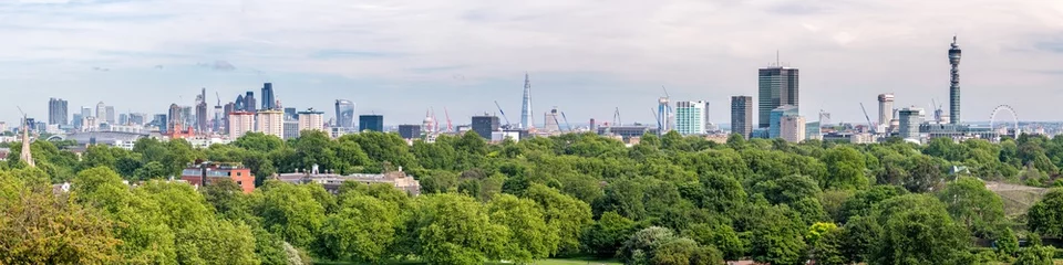 Tuinposter London skyline panorama in summer seen from Primrose Hill in Regent's Park © eyetronic