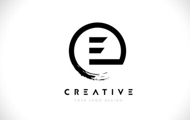 E Circular Letter Logo with Circle Brush Design and White Background.