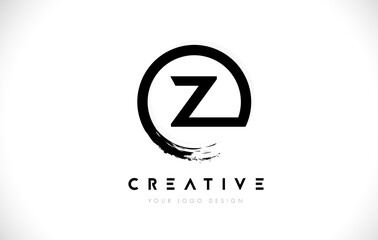 Z Circular Letter Logo with Circle Brush Design and White Background.