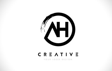 AH Circular Letter Logo with Circle Brush Design and White Background.