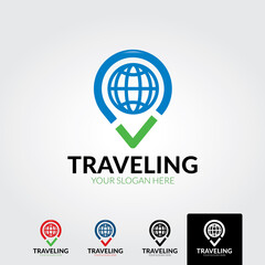 Minimal travel logo template - vector