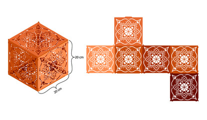 Mandala patterned box. Ethnic decorative elements. laser cut box template. jewelry box digital template vector laser files. Laser pattern vector files for laser cut.	 - obrazy, fototapety, plakaty