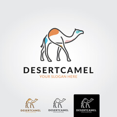 Minimal desert camel logo template - vector