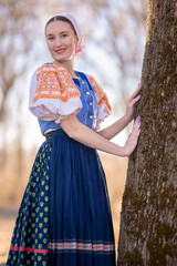 Woman dressed in slovak folk dress 