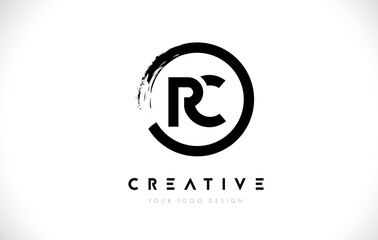 Obraz premium RC Circular Letter Logo with Circle Brush Design and White Background.