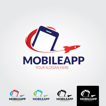 Minimal mobile app logo template - vector