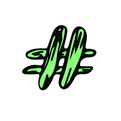 Hashtag eco vector sketch icon. Ecology nature hand drawn illustration. Zero waste sustainability concept. 