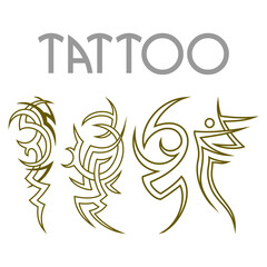 tribal tattoo and flame tattoo collection set