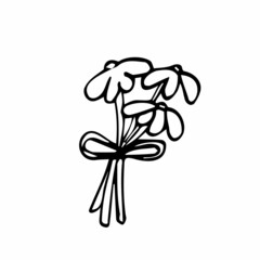 Doodle simple line bouquet. Vector flowers sketch