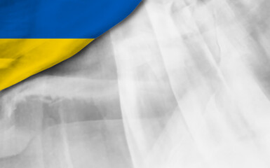 Background with flag of Ukraine on silk