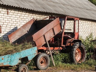 Old rusty farm tractor.