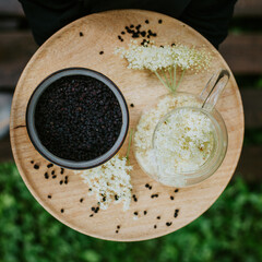 Elder berries and elder flowers