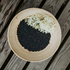 Elder berries and elder flowers