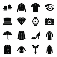 Pack of Clothing and Attire Glyph Icons
