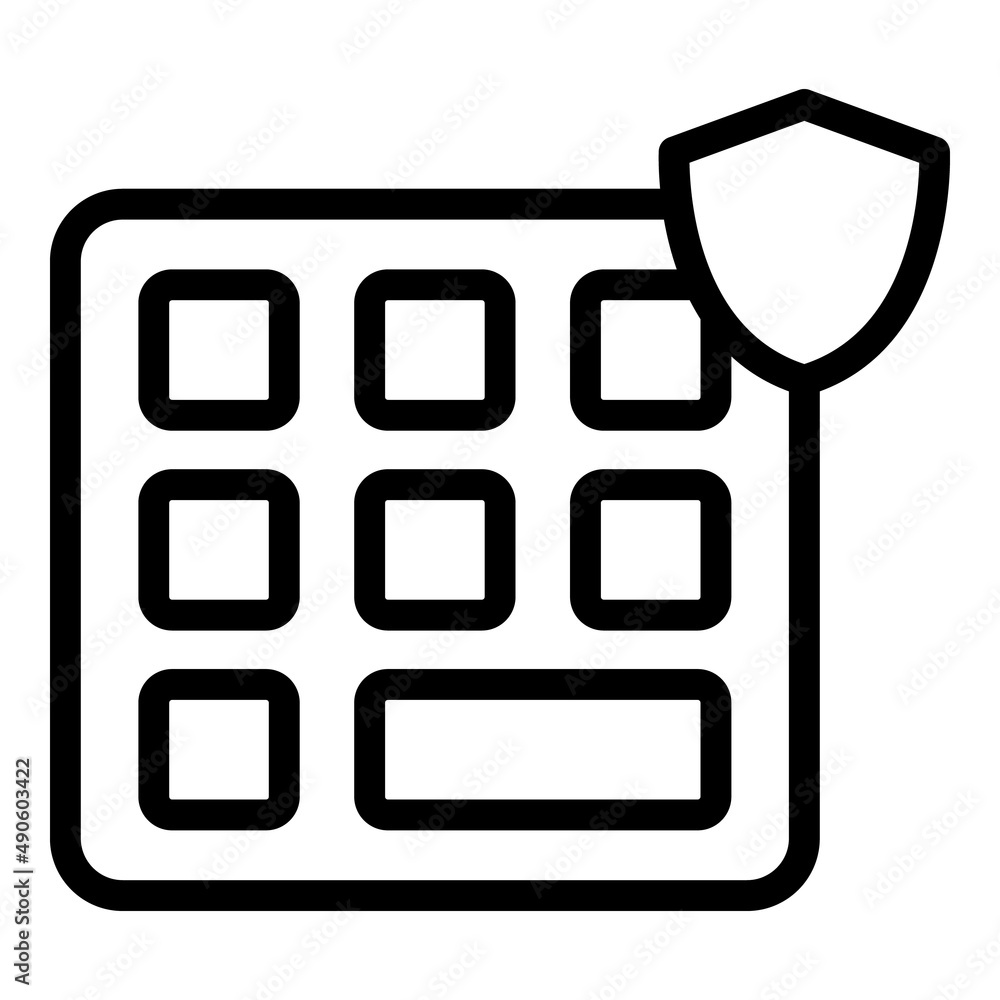 Poster calendar privacy icon outline vector. data secure. lock login