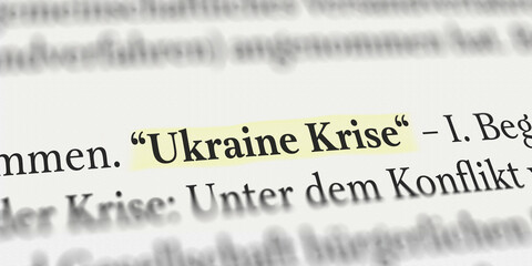 Ukraine Krise im Buch mit Textmarker markiert - obrazy, fototapety, plakaty