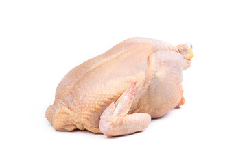 Fresh raw chicken isolated on white background.