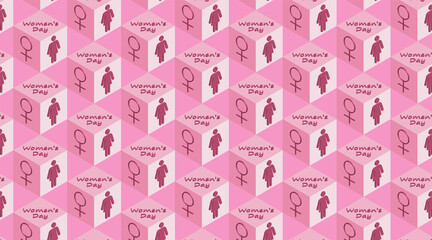 women's day  8 march celebration girl simbol 3D illustration sign pink concept