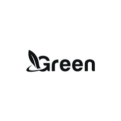 Typography Text Green Logo Design, Symbol Leaf Nature 