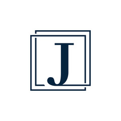 Letter J with two squares logo vector illustration design template.