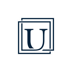 Letter U with two squares logo vector illustration design template.