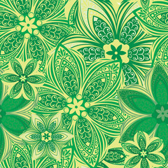 Flowers. Seamless pattern with stylized decorative flowers. Vector image. 