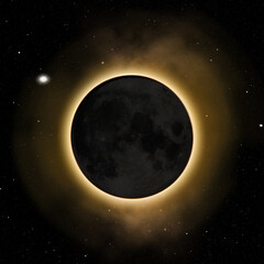 A fire like moon. Shot of a solar eclipse blotting out the sun- ALL design on this image is created...