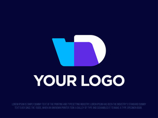 Modern professional logo in the shape of the letter D with a folder inside - obrazy, fototapety, plakaty